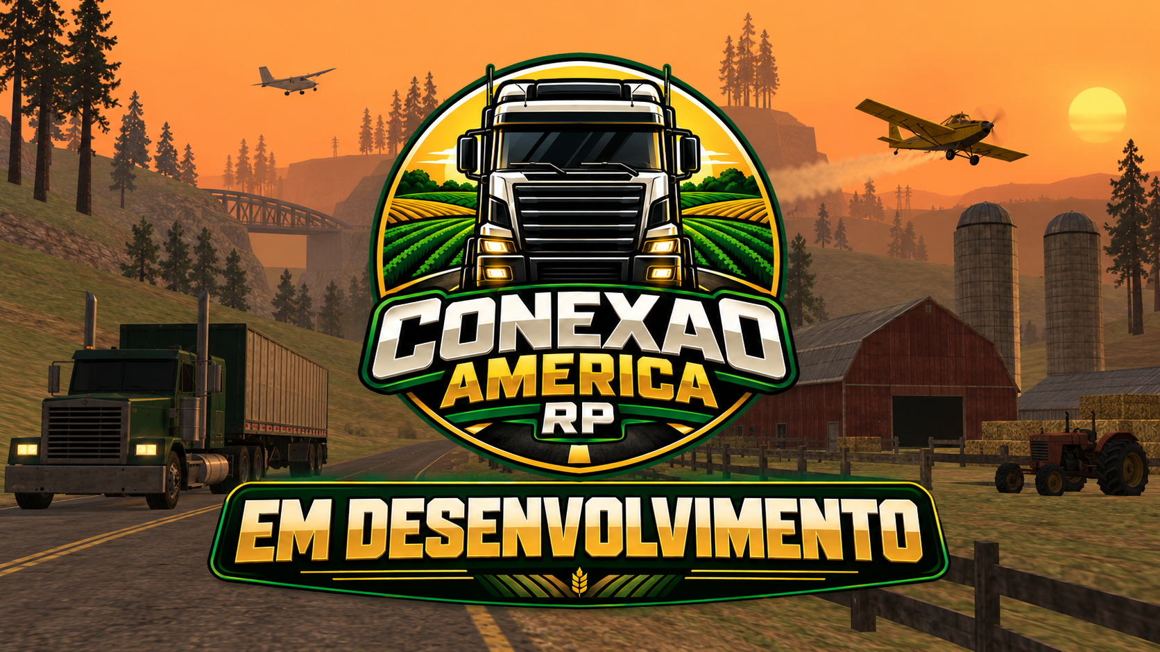 Conexão America RP — Em desenvolvimento. Caminhões, fazendas e aviões em cenário inspirado no GTA San Andreas.
